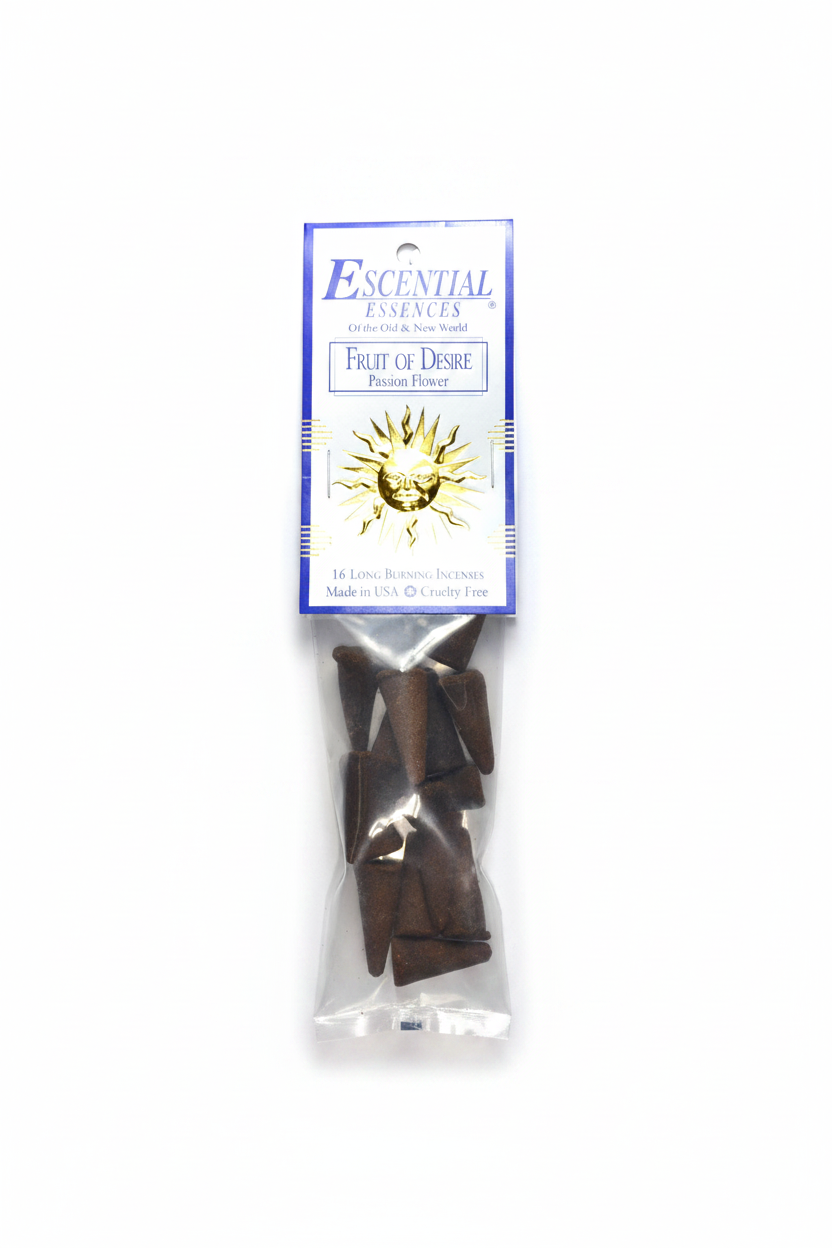Fruit of Desire Passion Flower Incense Cones by Escential Essences, 16 Cones