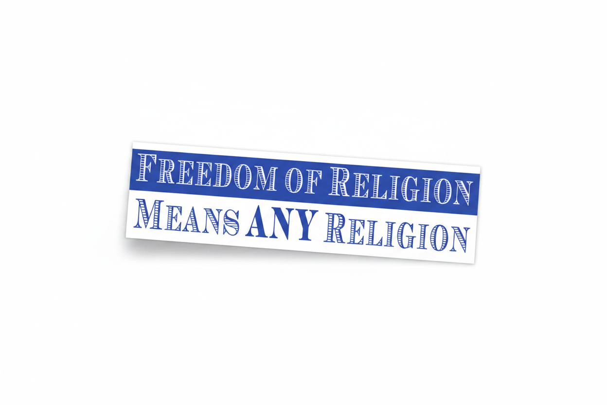 Freedom of Religion Means Any Religion Bumper Sticker