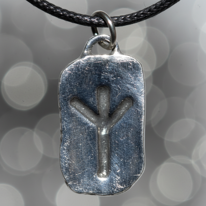 Protection Rune Pewter Pendant, detail view