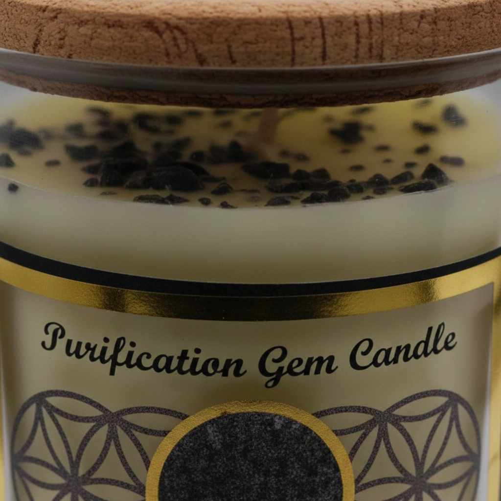 Purification Gemstone Soy Candle, detail view