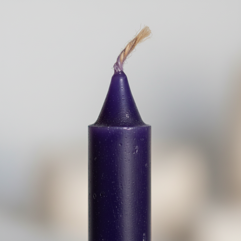 Purple 6" Household Candle, detail view