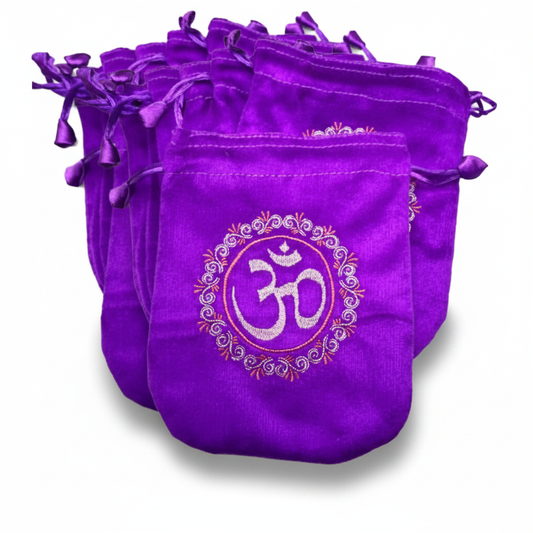 Purple Velveteen Om Pouches product lay
