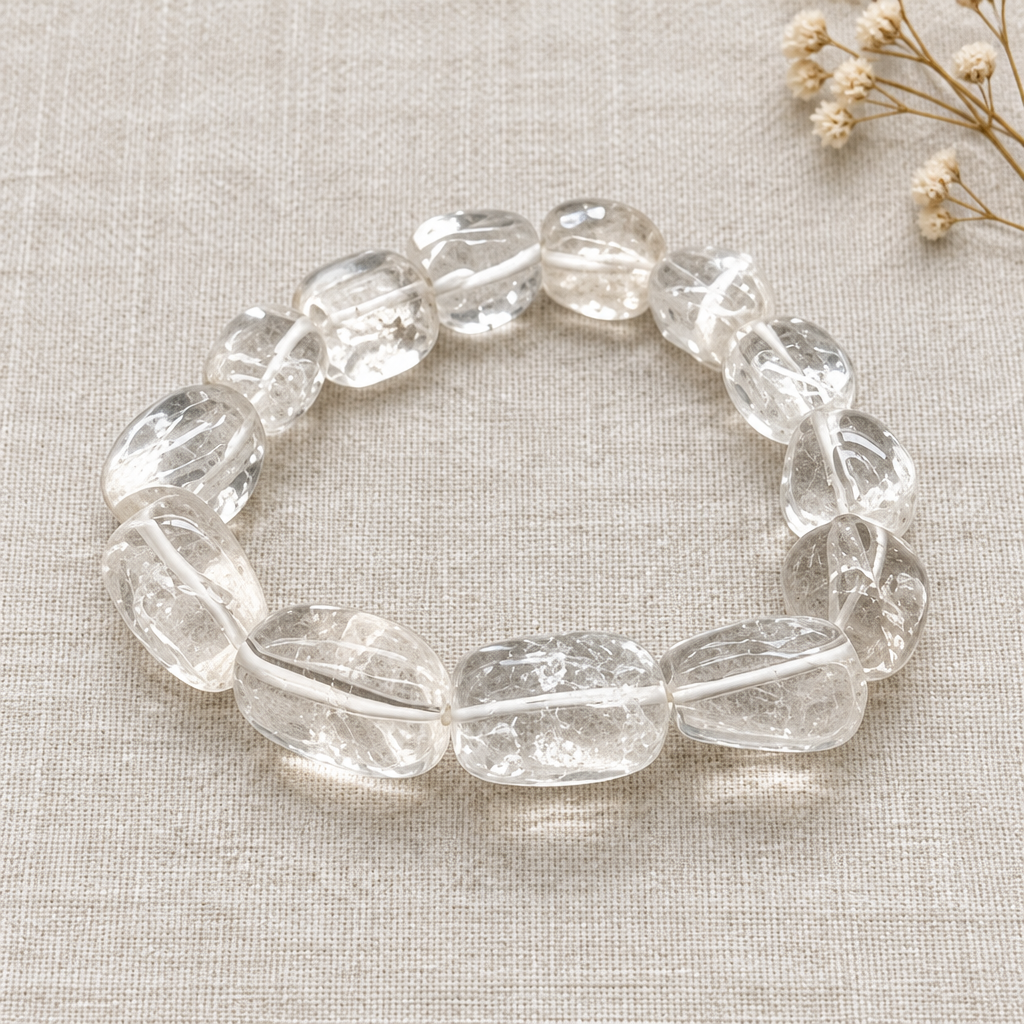 Quartz bracelet flat lay