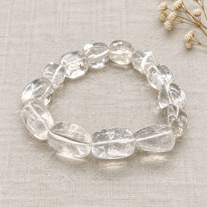 Quartz bracelet flat lay