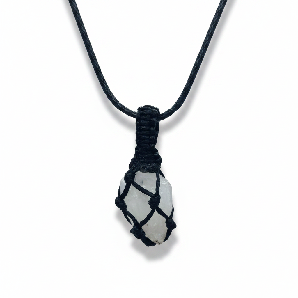 Rainbow Moonstone Rough Cage Pendant