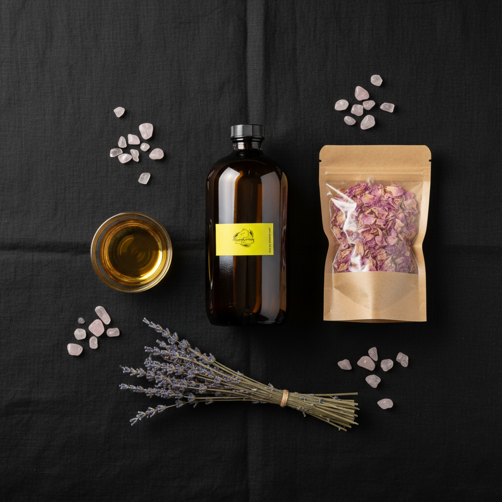 Rose Oil – Flat Lay