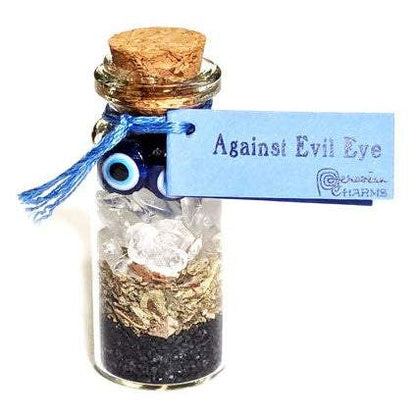 Compact Evil Eye Protection Pocket Spellbottle with protective herbs for shielding against negative energy and enhancing empath rituals