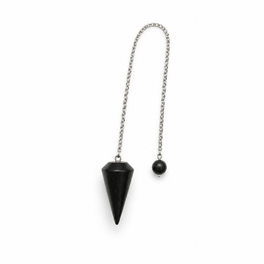 Shungite pendulum on white