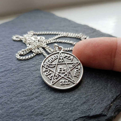 Solomon's Pentacle Silver-Plated Amulet & Chain