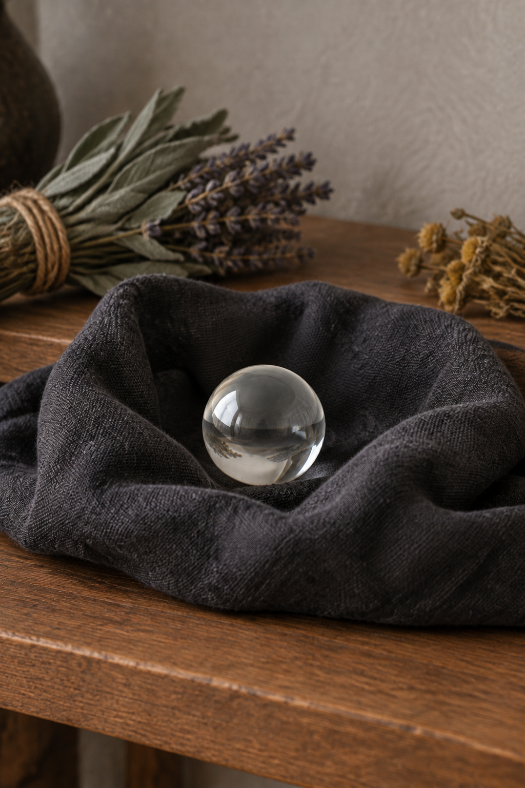 Smaller sphere styled shelf scene