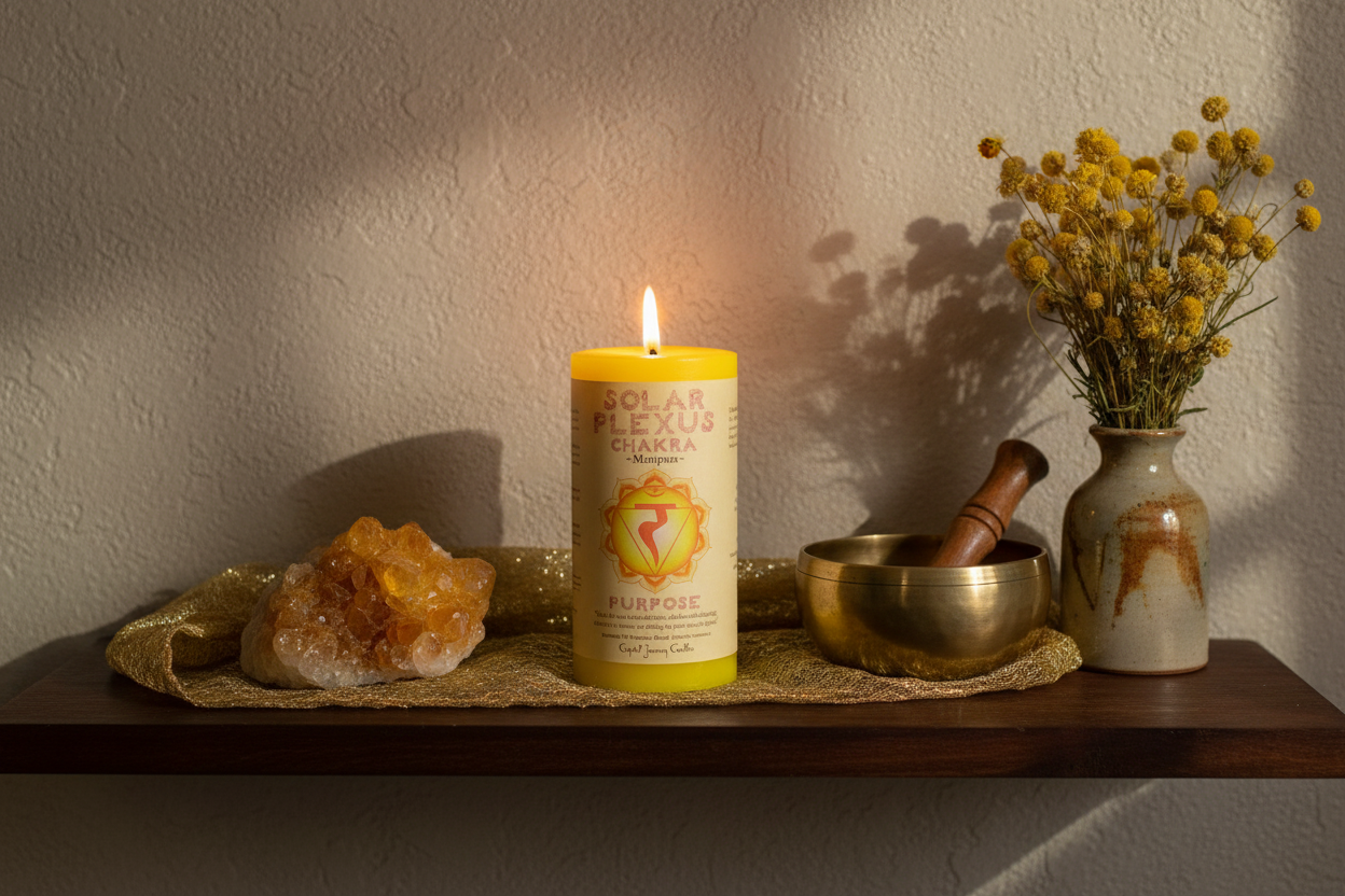 Styled Altar Context — Solar Plexus Chakra Pillar Candle
