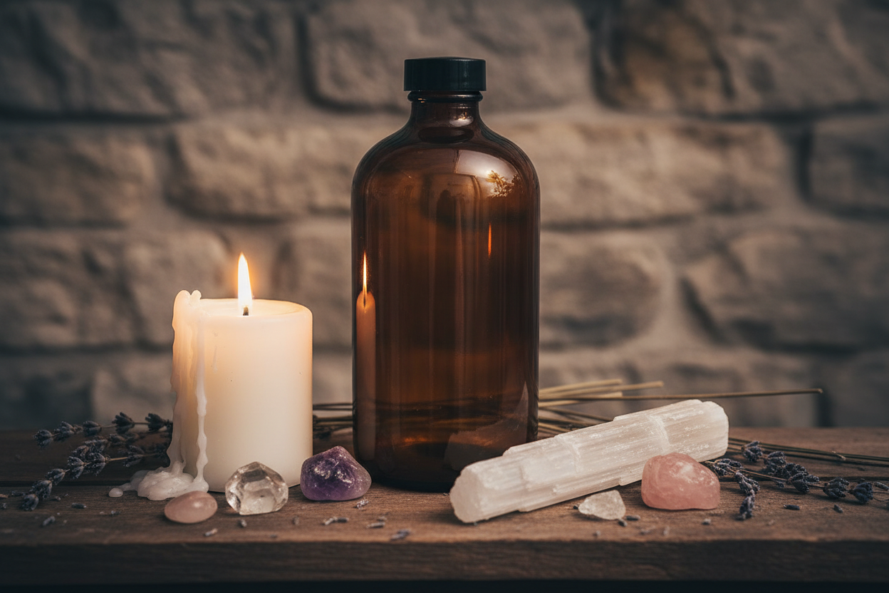 Styled Context — Amber Glass Bottle