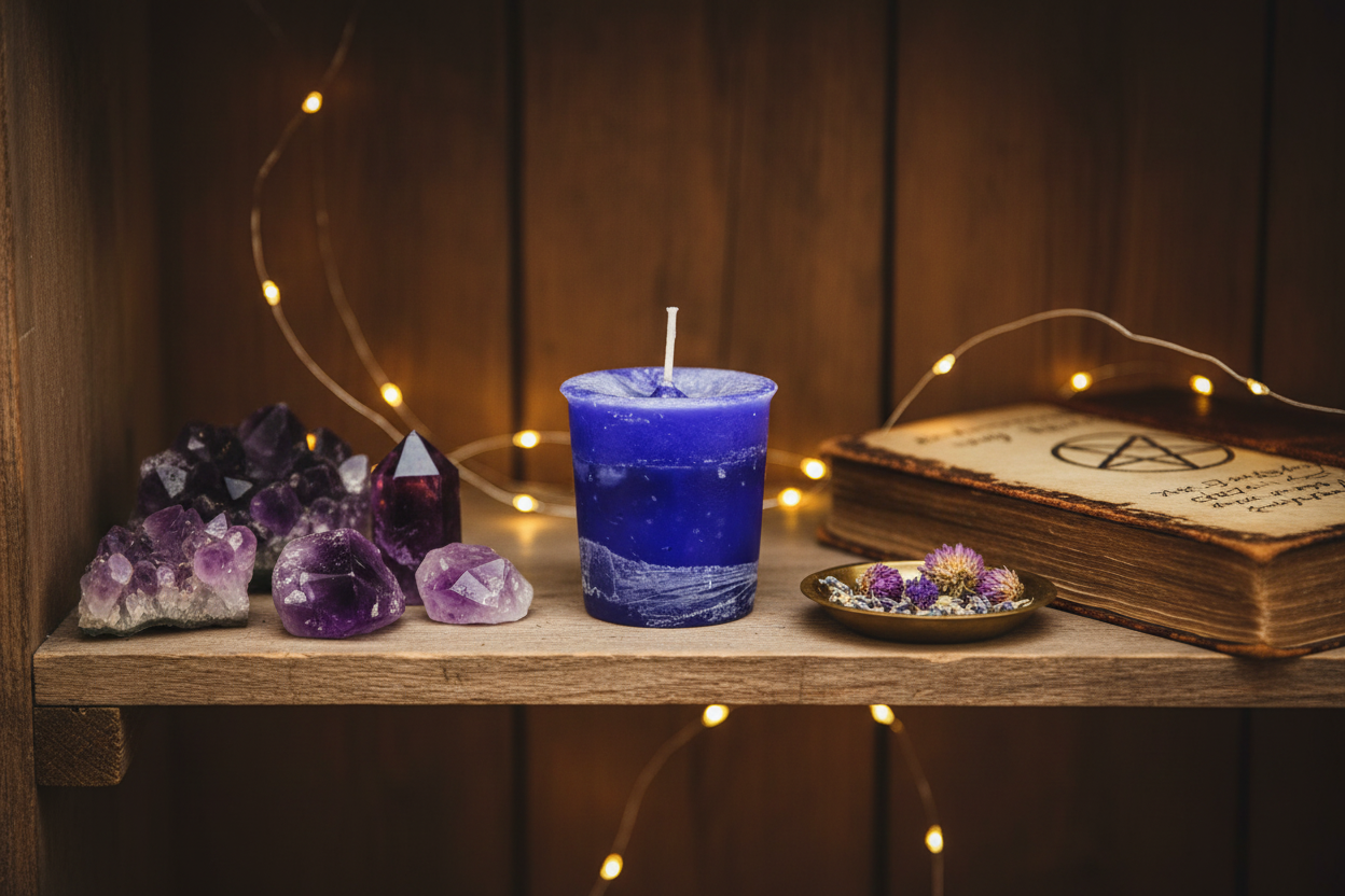 Creativity Herbal votive - purple, alternate view