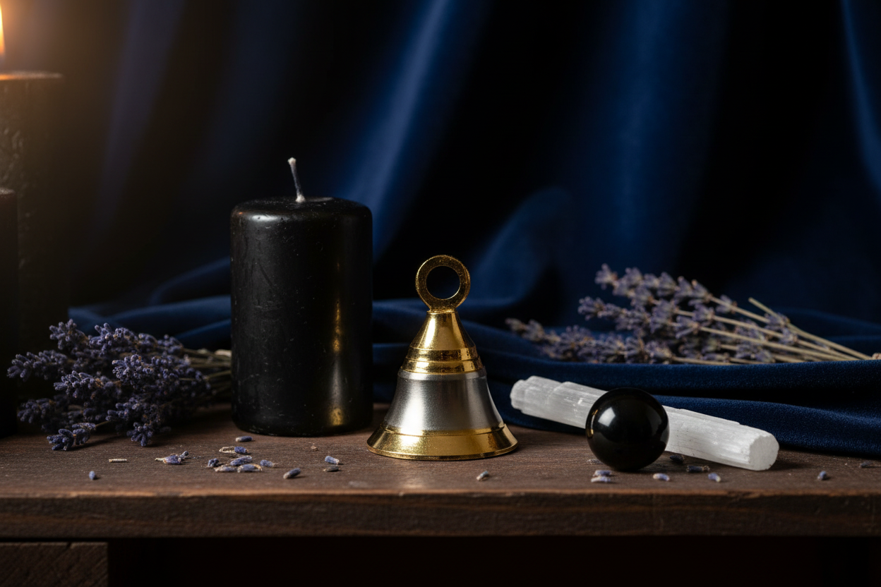 Two Tone Brass and Chrome Altar Bell, 2 Inch, detail view