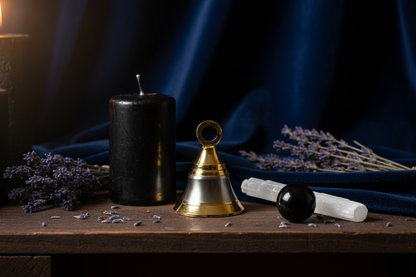 Two Tone Brass and Chrome Altar Bell, 2 Inch, detail view