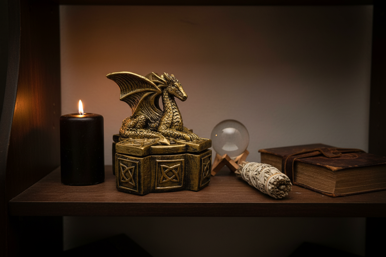 Celtic Dragon Keepsake Box, 5", detail view