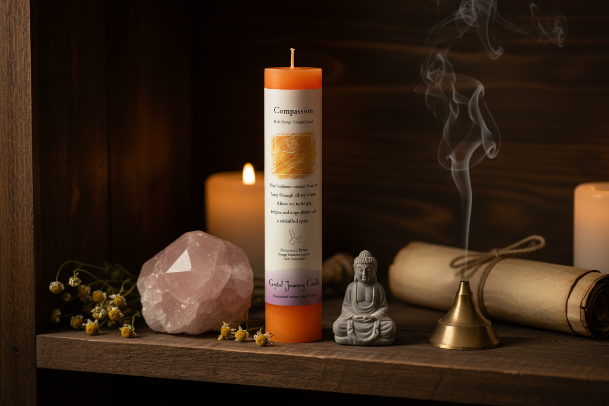 Compassion Reiki Charged Pillar Candle, alternate view