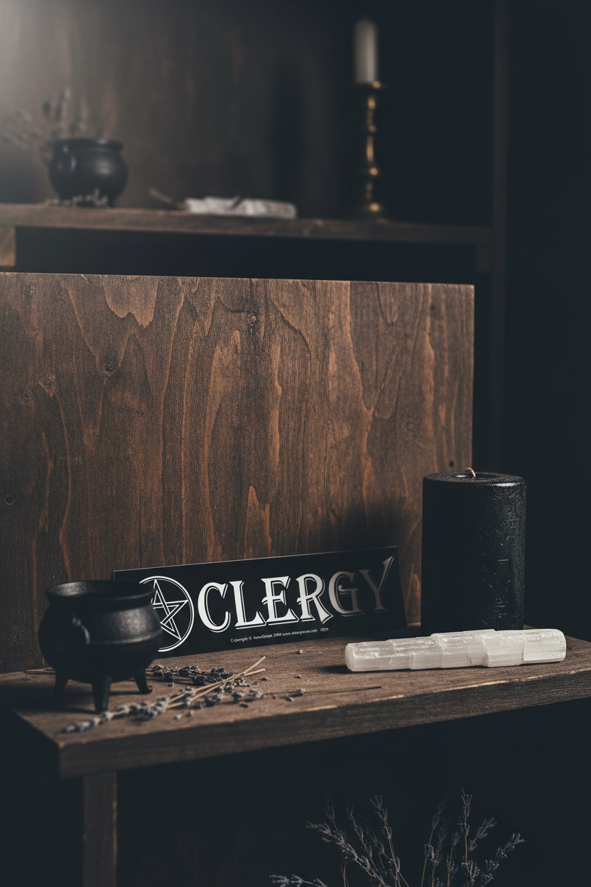Clergy with Pentacle Bumper Sticker, detail view