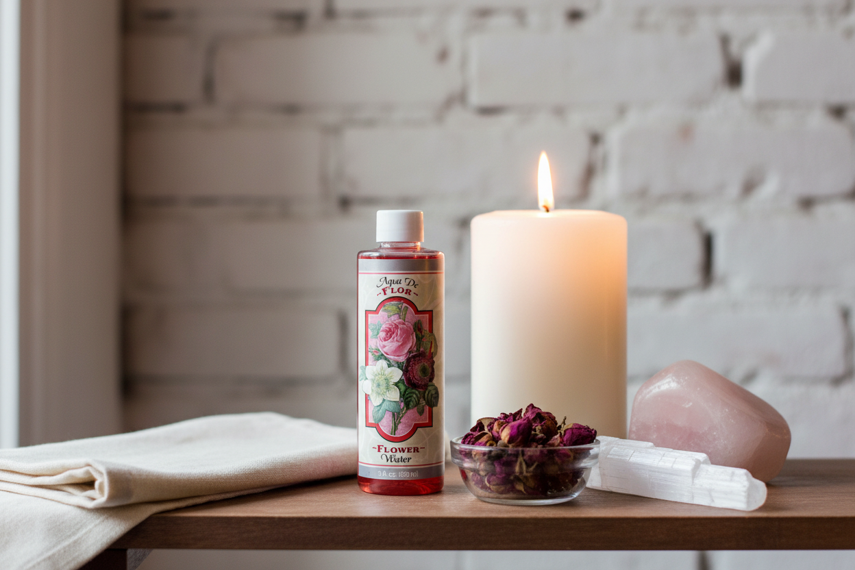 Flower Water (Agua de Flores) Wash, 8 oz, shown in use