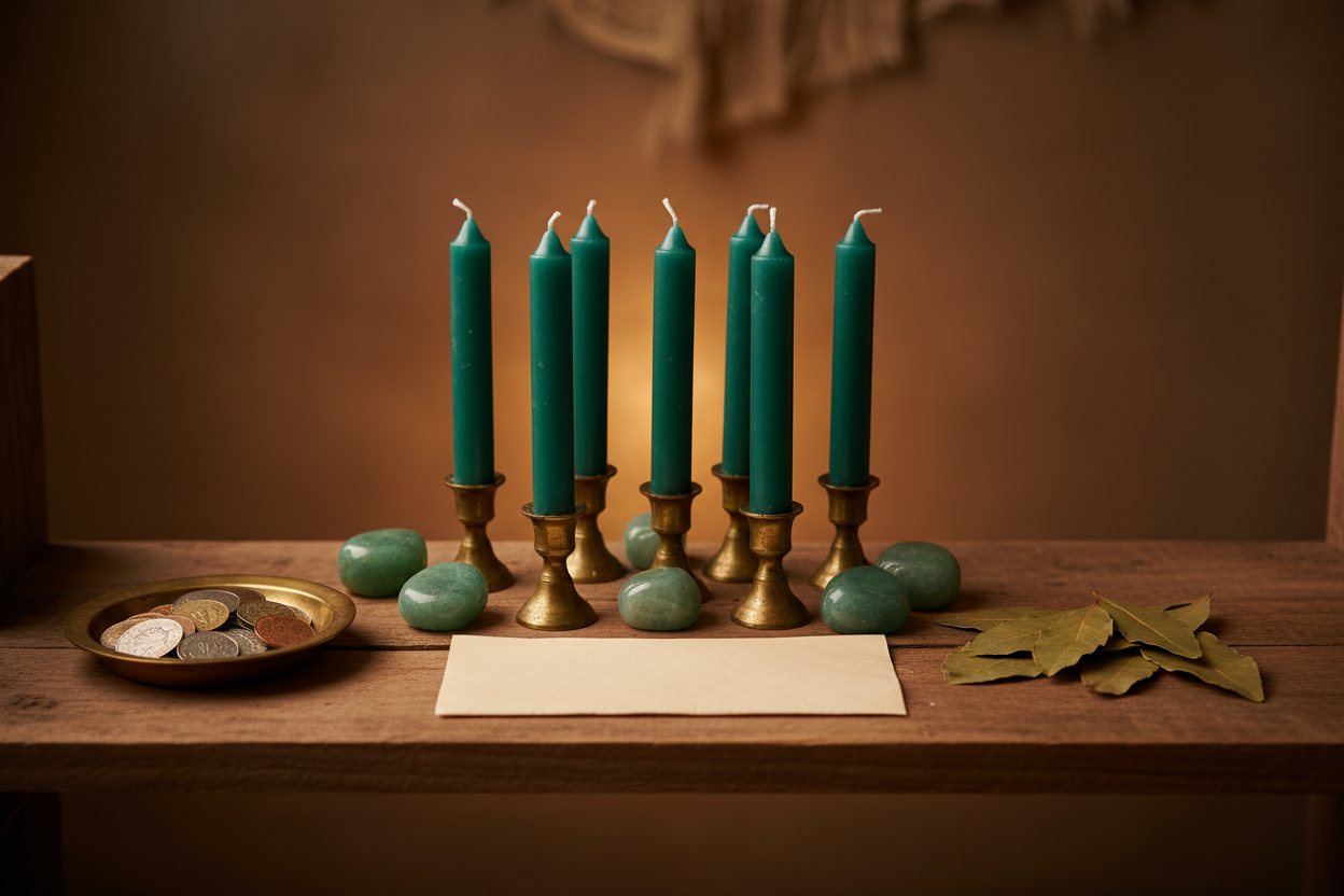 Dark Green Chime Candles, Set of 20, detail view