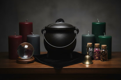 Medium Cast Iron Cauldron with Lid, 8 Inch, alternate view