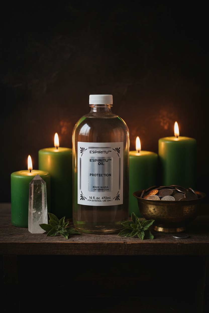 Basil Oil by Espiritu, 16oz, shown in use
