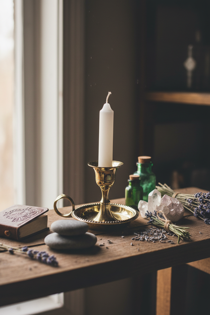 Brass Chamberstick Candle Holder, alternate view