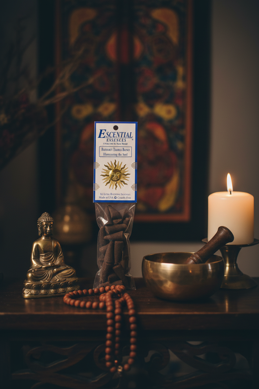 Buddhist Temple Blend Incense Cones For Meditation by Escential Essences, 16 Cones, detail view