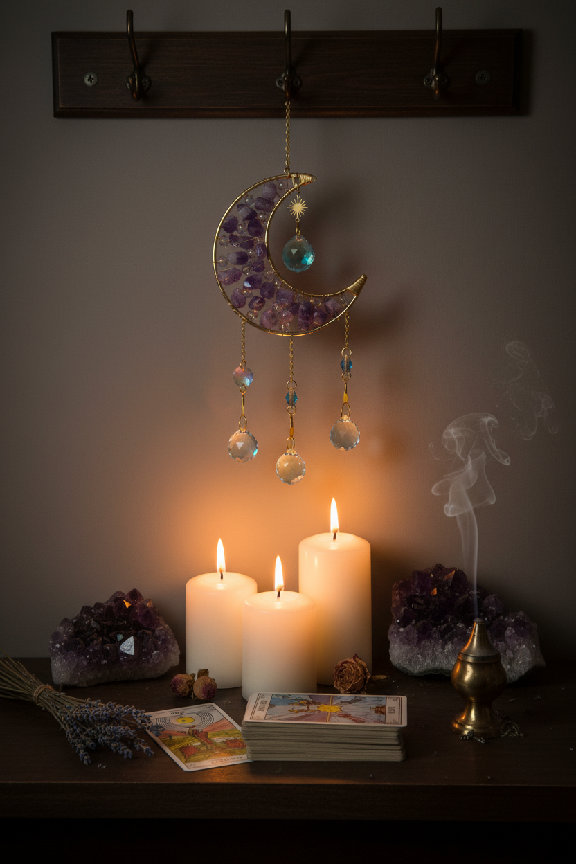 Celestial Sun Catcher with Amethyst, 16 1/2 Inch, alternate view