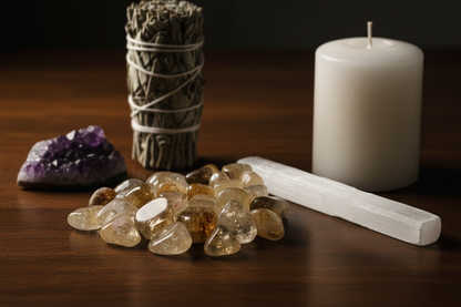 Citrine Natural Tumbled Stones, 1 lb, detail view