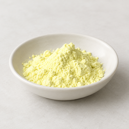Sulfur powder in a bowl, review draft