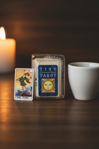 The Fool card with clamshell case and espresso cup