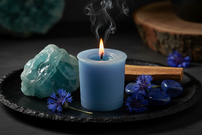 Throat Chakra Votive — Obsidian Tray