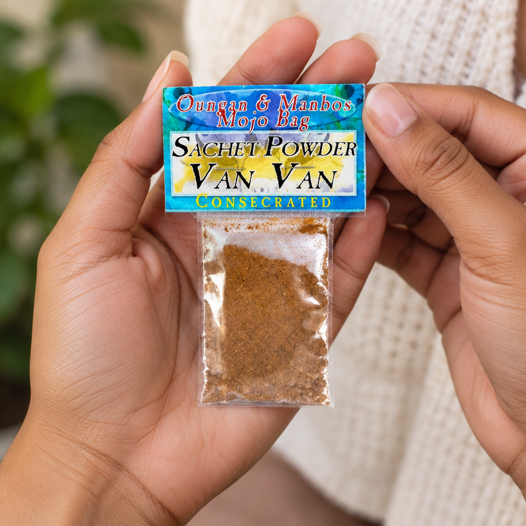 Van Van sachet powder held in hand